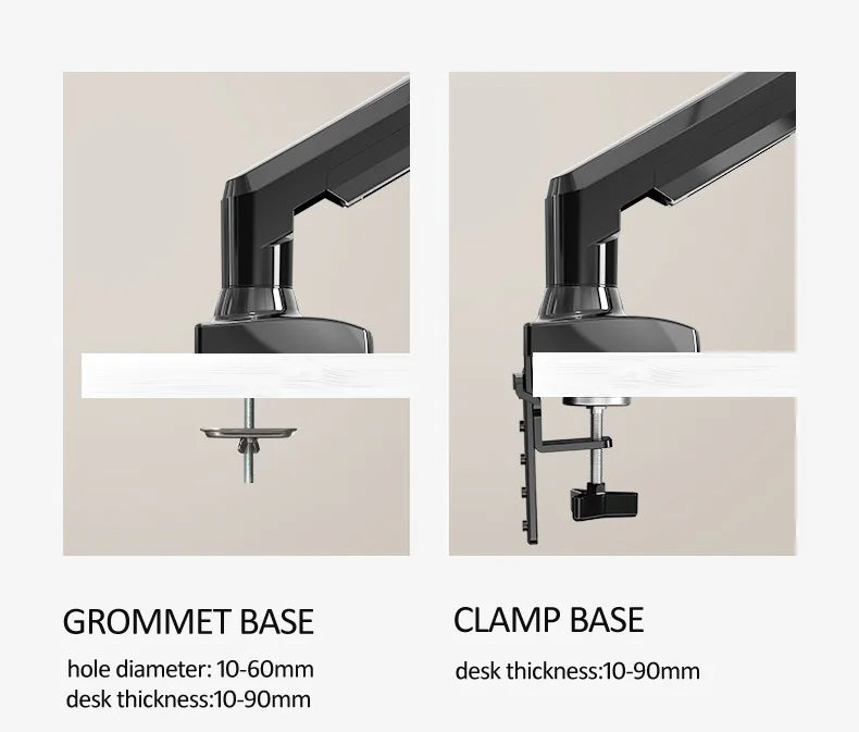 NB F80 + FP-2 Full Motion 360 Rotate Pivot 2-9kg Gas Spring Arm 10'-17' Laptop Tray Desktop Stand Clamp 10-90mm Grommet Hole