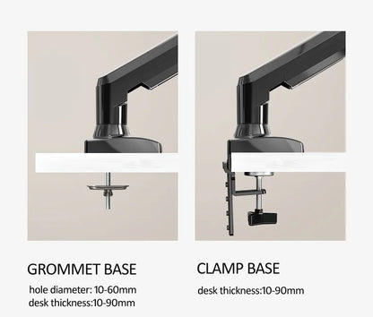 NB F80 + FP-2 Full Motion 360 Rotate Pivot 2-9kg Gas Spring Arm 10'-17' Laptop Tray Desktop Stand Clamp 10-90mm Grommet Hole