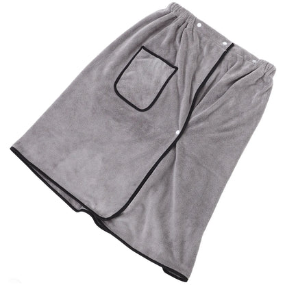 Men Wearable Bath Wrap Adjustable Snap Closure Coral Fleece Towel Highly Absorbent Drying for Bathroom Pool Beach Spa