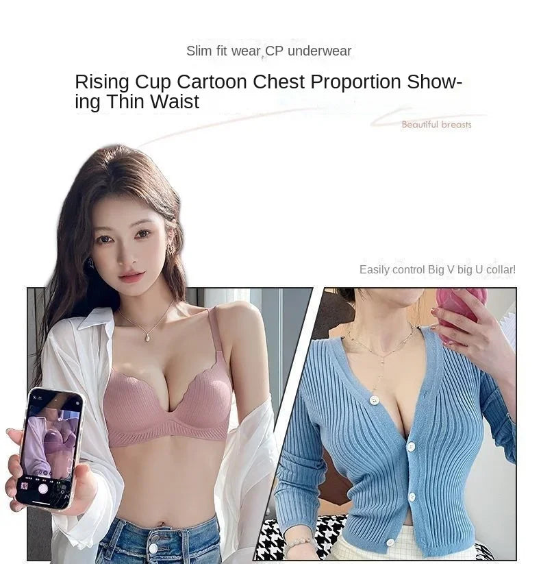 2026 New Push Up Bra for Small Chest  Ultra Thick 6CM Padded No Steel Ring Comfortable & Sexy Lift Lingerie for Flat Chest Women