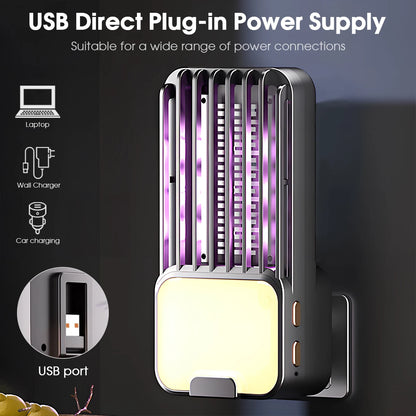 Electric Mosquito Trap USB 3 Adjustable Modes Plug-in Bug Zapper Night Light Indoor Pest Control for Bedroom Kitchen