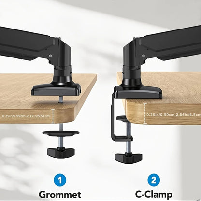 Single Monitor Arm Desk Mount for 17" to 32" Screen, Maximum load capacity 10KG Full Motion Articulating, Clamp and Grommet Base