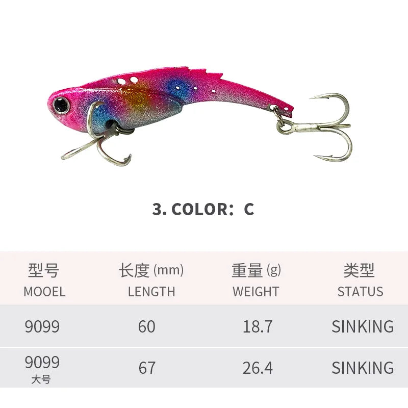 VIB submerged long throw lure for lure fishing, 60MM/67MM, Trembling swim tip 18.7G/26.4GB, VIB false bait fishing lure