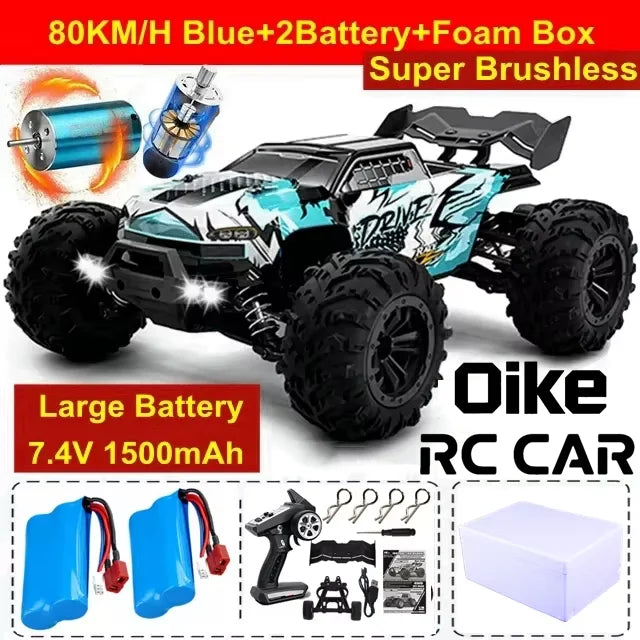 Oike RC Drift Car With LED Light 50KM/H / 80KM/H Brushless 4WD Remote Control Electric High Speed Racing Monster Truck for Adult
