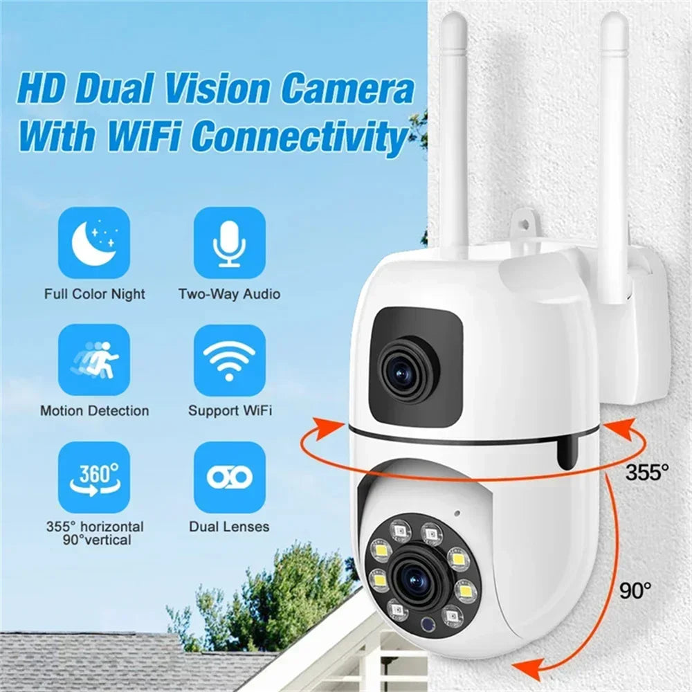 8MP Wifi Wireless Security Surveillance PTZ Camera 2 Lens 8X Zoom Camera 5MP Tracking Two-way Audio Night Color Pet Baby Monitor