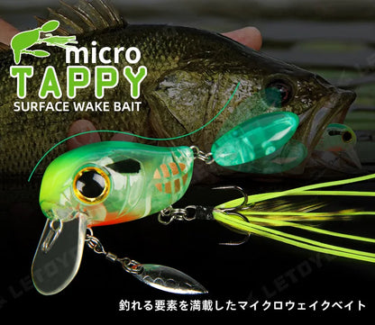 Micro Tappy Fishing Lures Artificial Hard Baits Crank Wobblers Tongue Plate Spinning Spoon with Feather Rotates Trout fish Bait
