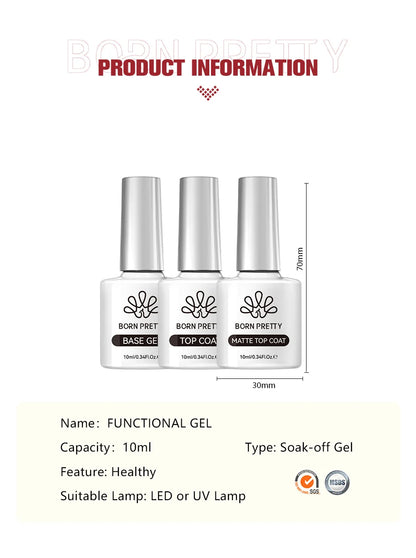 BORN PRETTY Super Top Coat and Base Gel Nail Polish for Gel Polish Semi-permanent Varnish Rubber Top Coat 10ml Nail Supplies