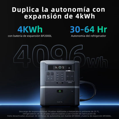 OUKITEL BP3000E Portabel Kraftstation – 2048Wh, 3200W Ren Sinusvåg, LiFePO4, UPS, 220V EU, Sol & Väggladdning