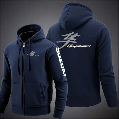 Suzuki Hayabusa Motorcykel Hoodie Herr – Dragkedja, Tryckt Logga, Vår & Höst