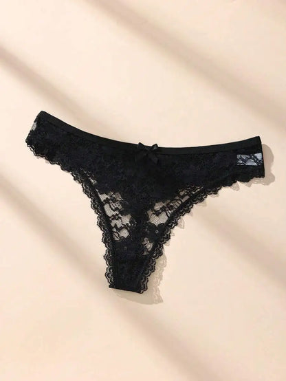 3Pcs Sexy Lace Women Thongs Transparent Women Panties Sexy Underwear Solid Floral G-String Size XS-XL Female Underpants Lingerie