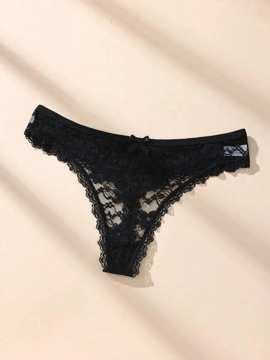 3Pcs Sexy Lace Women Thongs Transparent Women Panties Sexy Underwear Solid Floral G-String Size XS-XL Female Underpants Lingerie