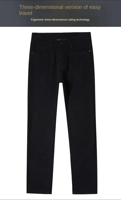 2026 Brand Brushed Jeans Winter Jeans Men Slim Fit Stretch Thick Velvet Pants Warm Jeans Casual Fleece Trousers Male