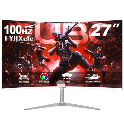 FYHXele 27 Inch Curved Gaming Monitor 100Hz 2ms VA Panel FHD 1080P LED LCD Desktop PC Computer Display