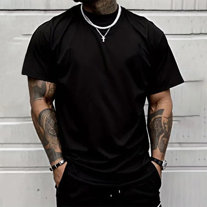 Herr-t-shirt 100% Bomull – Rund Hals, Kortärmad, Klassisk Svart eller Vit, S–XXXL