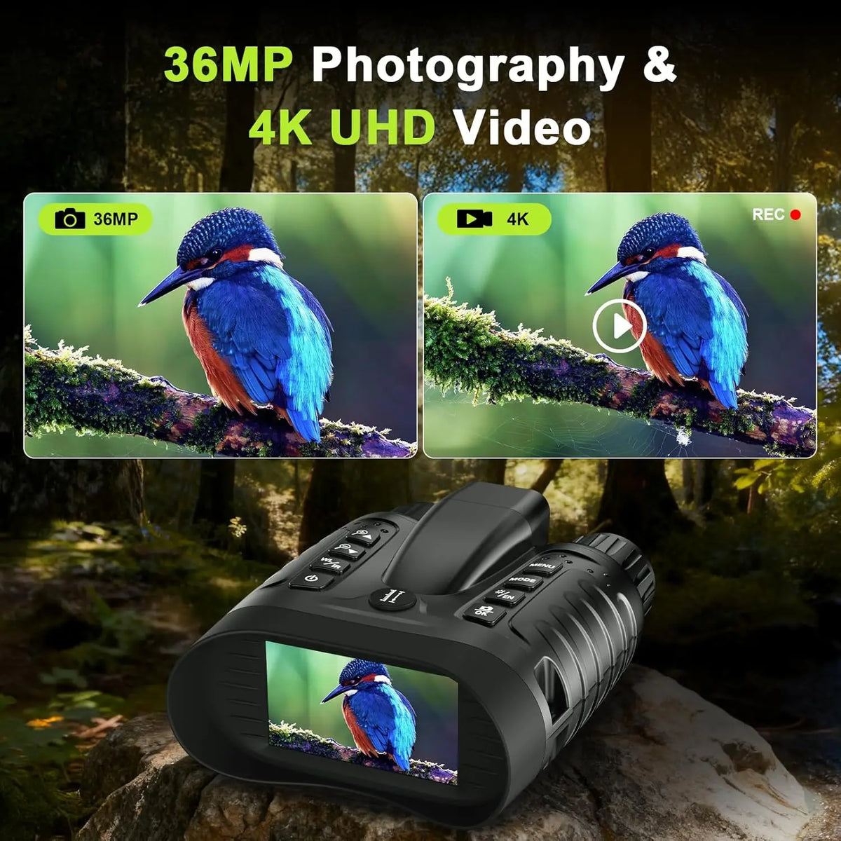 4K Night Vision Goggles 36MP Night Vision Binoculars with Rangefinder 3.2" HD Screen 4500mAh Rechargeable Battery for Adults