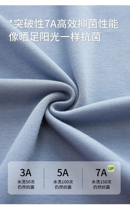 Antibacterial Cotton Pajamas for Men Summer Short Sleeve Shorts Long Pant Three-Piece Set Simple Solid Color Loose Homewear