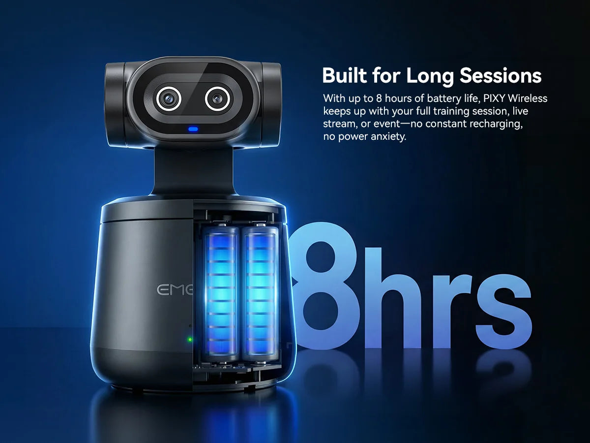 EMEET PIXY Wireless 4K Webcam Dual-Lens AI Tracking PTZ Streaming Camera Gesture Control HDR Live Streaming for YouTube/Facebook