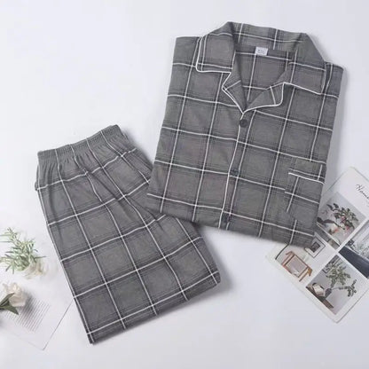 Casual Spring and Autumn Pajamas for Men, New Versatile Cardigan Long-Sleeved Long Pants Set, Simple and Stylish, Plus-Size Loungewear