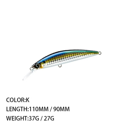 Freshwater Bait Mino 90MM110MM Ultra-long Cast Utra-long Bait Sinking Weight 27g37g Perch Bait Trolling Bait Fishing Tackle