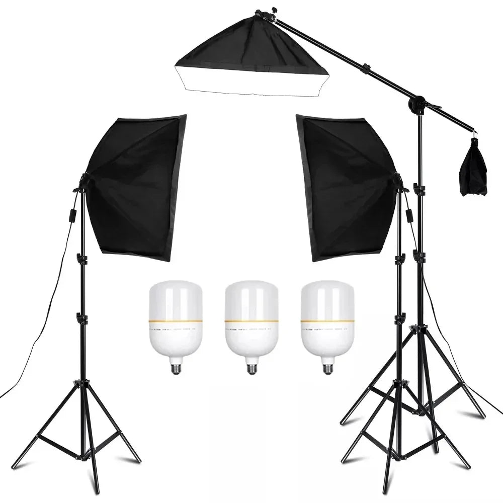 SH 1pc-3Pcs Photography 50x70CM Softbox Lighting Kits Professional Light System With E27 Photographic Bulbs Photo Studio