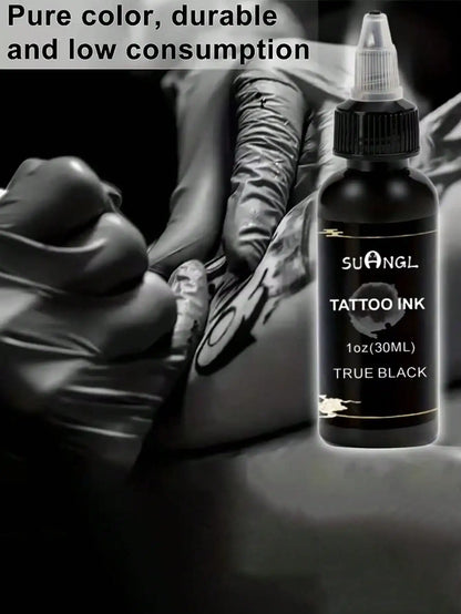 SUANGL Professional Black Tattoo Ink High Saturation Waterproof Permanent Pigment 30ml for Tattoo Studio Tattoo Accessories