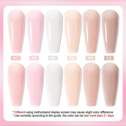 QAZIXU 8ml Rubber Base Gel Nail Polish Set 6 Colors Jelly Pink Natural Color Semi Permanent Soak Off UV LED Nail Art DIY