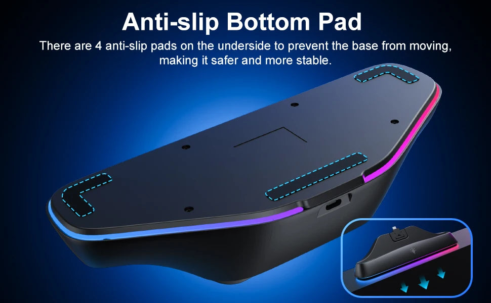 HONCAM Auto Align Charging Dock for PlayStation Portal 7 RGB Light Modes Portable Dock Station with USB-C Charging Cable