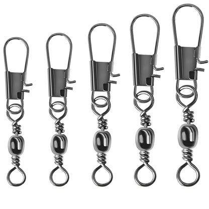 50/100pcs 4-12# Fishing Connector Pin Bearing Rolling Swivel Stainless Steel With Snap Fishhook Lure Tackle Accessorie