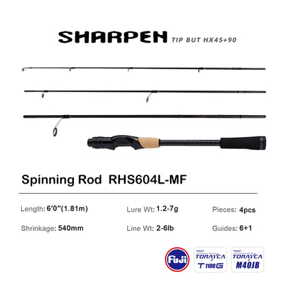 PURELURE SHARPEN Travel Soft Lure Long Spinning and Casting XF/MF Action Rods FUJI Components Bass Pike Rod Fishing Rod Reel