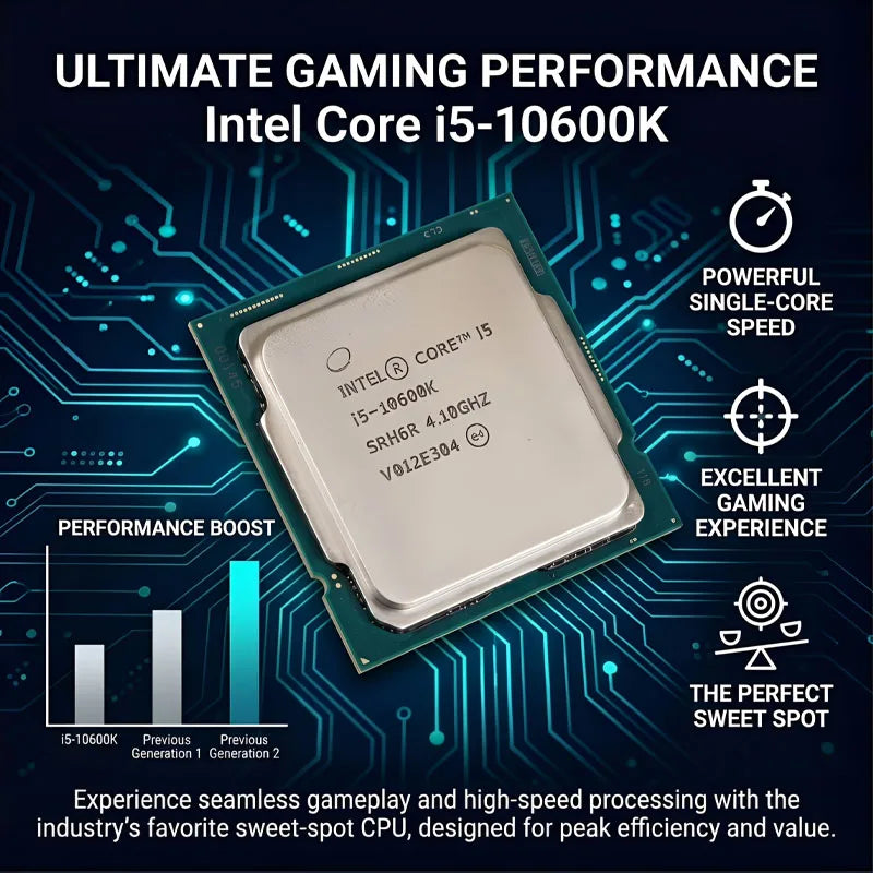 Intel Core i5 10600K Box CPU Processor i5 10th Gen Series 4.1GHz 6-Core 12-Thread L3 12MB 125W LGA 1200