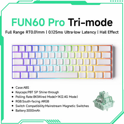 MonsGeek FUN60 Pro HE gamingtangentbord 60 % med magnetiska brytare