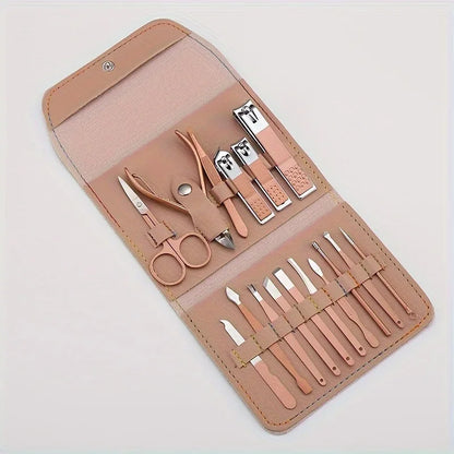 16pcs Professional Nail Clippers and Cuticle Nippers Set with Travel Case Manicure Set Pedicure Sets Nail Clippers