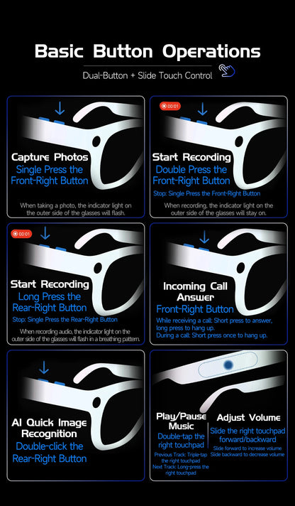2026 New 4K HD 800W Camera Smart AI Glasses Video Photo Recognition AI Translation Chat GPT Hands-Free Calling Smart Sunglasses