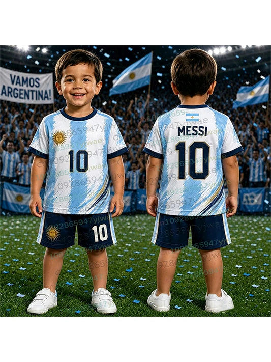 Messi 10 Fotbollströja och Shorts Set 2-delat Set för Barn
