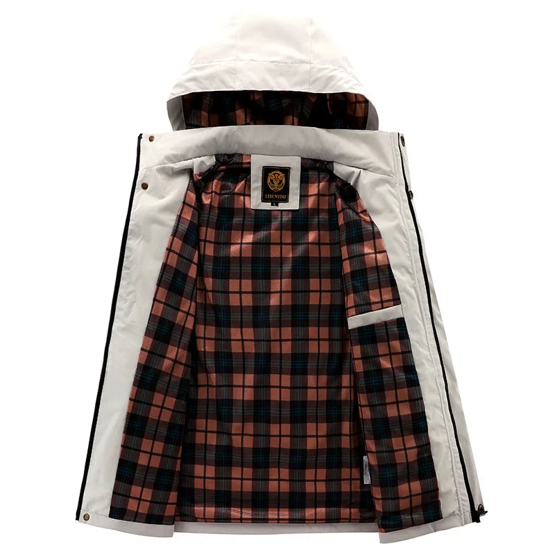 Vindtät Hoodie Jacka Herr – Vattentålig Softshell Vinterjacka Plus Size