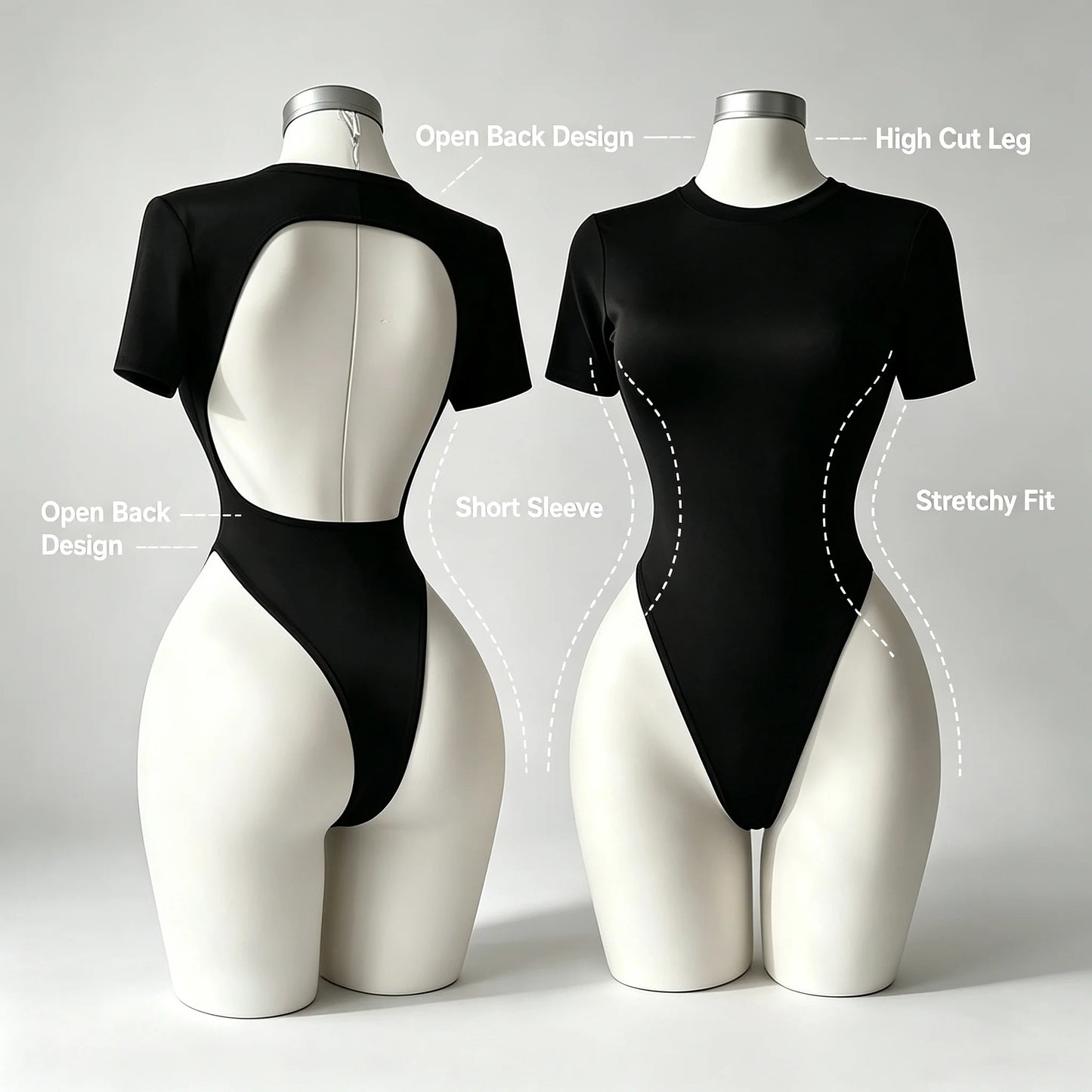 Women's High-Quality Backless Bodysuit Basic Solid Color Comfortable Fit Underwear