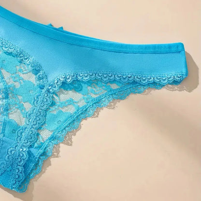 3Pcs Sexy Lace Women Thongs Transparent Women Panties Sexy Underwear Solid Floral G-String Size XS-XL Female Underpants Lingerie