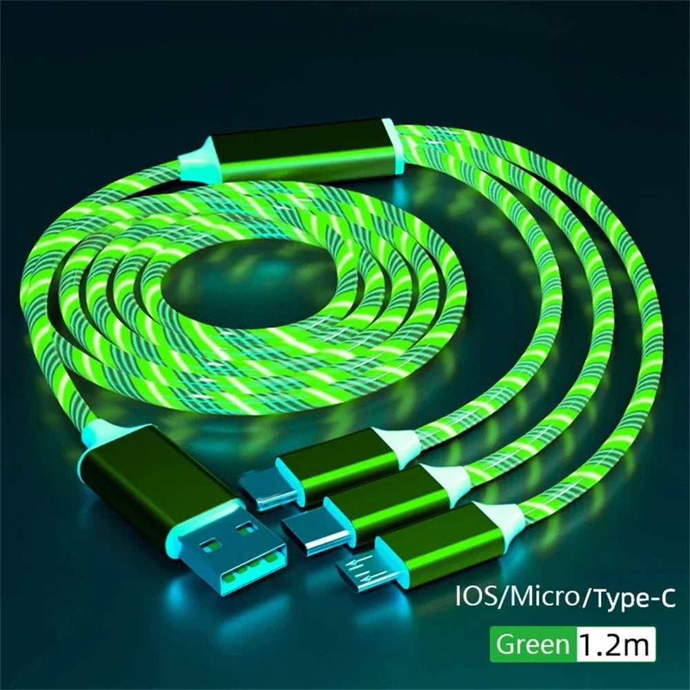 USB 3-i-1-kabel med LED-belysning