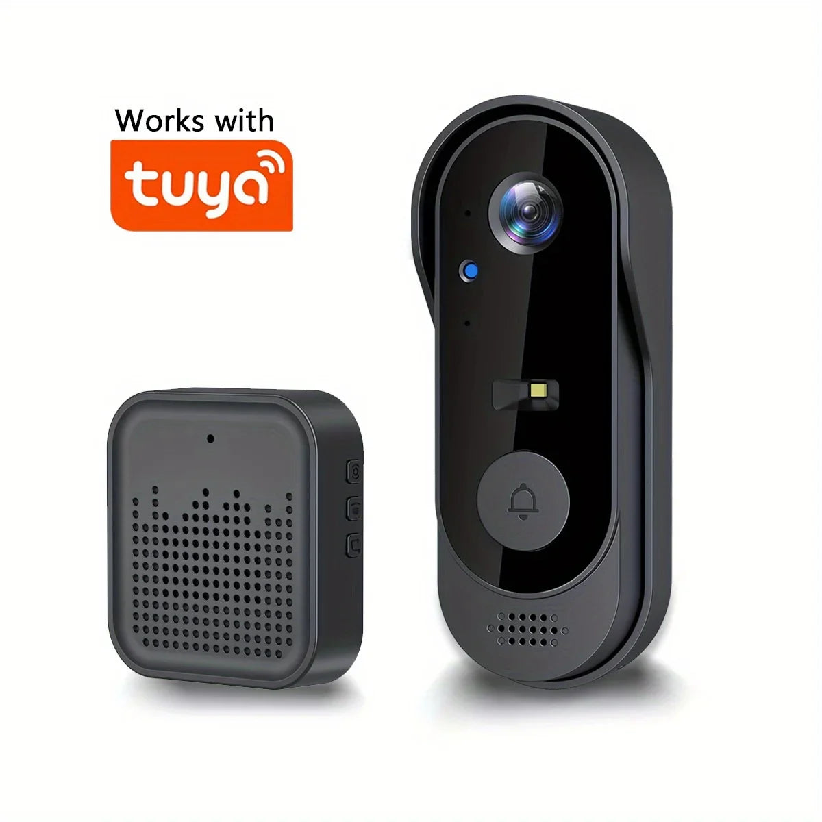 Tuya WiFi Smart Video Doorbell 1080P – 170°, Tvåvägsljud, IR-nattseende, 1000mAh, SD-kort & Moln