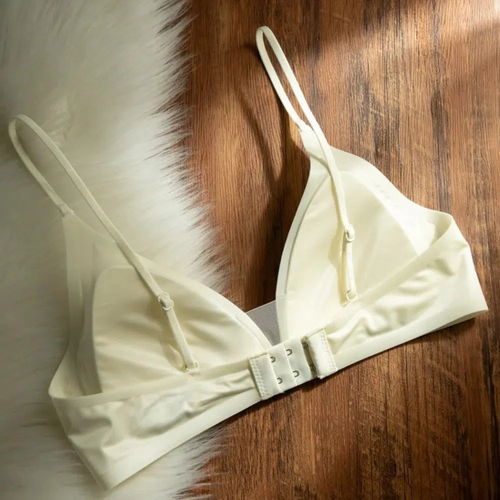 Thin Satin Wireless Deep V Bra Close-fitting Anti-sagging Push Up Underwear Traceless Gathered Breasts Seamless Bras Sport