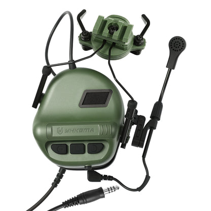 E80 Tactical Shooting Headset Electronic Hearing Protection with Kenwood 2 Pin PTT Adapter for Outdoor Hunting