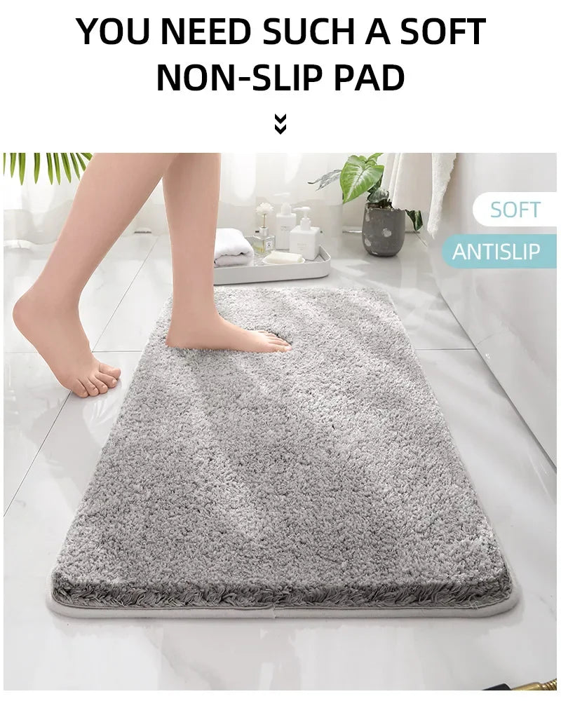 Rounded and thickened bathroom floor mat, bathtub absorbent mat, plush material, anti slip foot mat, entrance door mat, bathroom