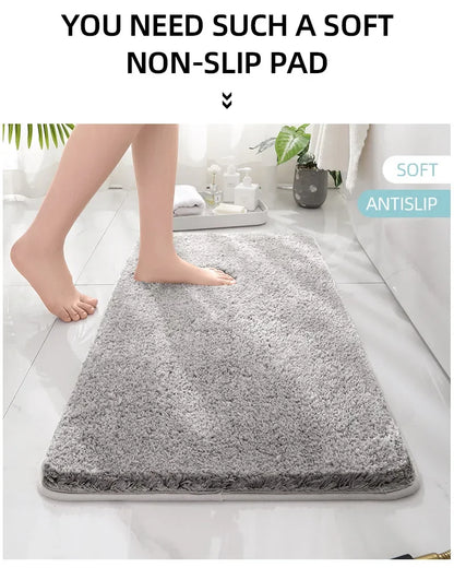Rounded and thickened bathroom floor mat, bathtub absorbent mat, plush material, anti slip foot mat, entrance door mat, bathroom