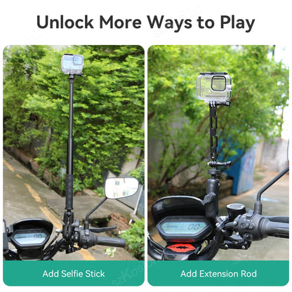 For Insta 360 X5 X4 X3 GO 3S Motorcycle Bicycle Clip Bracket for GoPro 13 12 11 DJI Action 6 Bike Selfie Stick Camera Accessory