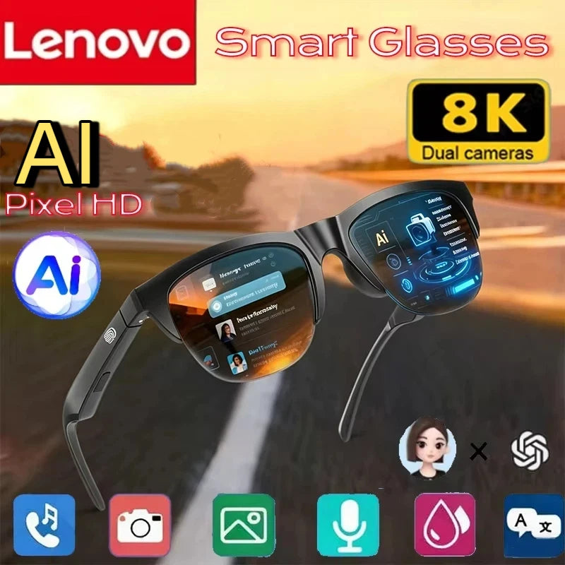 Lenovo AI Smart Glasses AI Translation HD Hands-Free Calling AI Chat Logging Music Playback 8K Smart Sunglasses NEW
