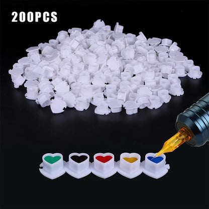 50/100/200pcs Plastic Disposable Tattoo Ink Cups With Base Pigment Clear Holder Container Cap Tattoo Accessory Permanent Makeup