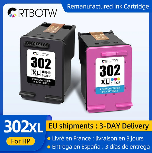 CRTBOTW 302XL Bleckpatron Ersättning för HP 302XL 302 Deskjet 1110 2130 1112 3630 Officejet 3830 3831 3833 Skrivare Kompatibel