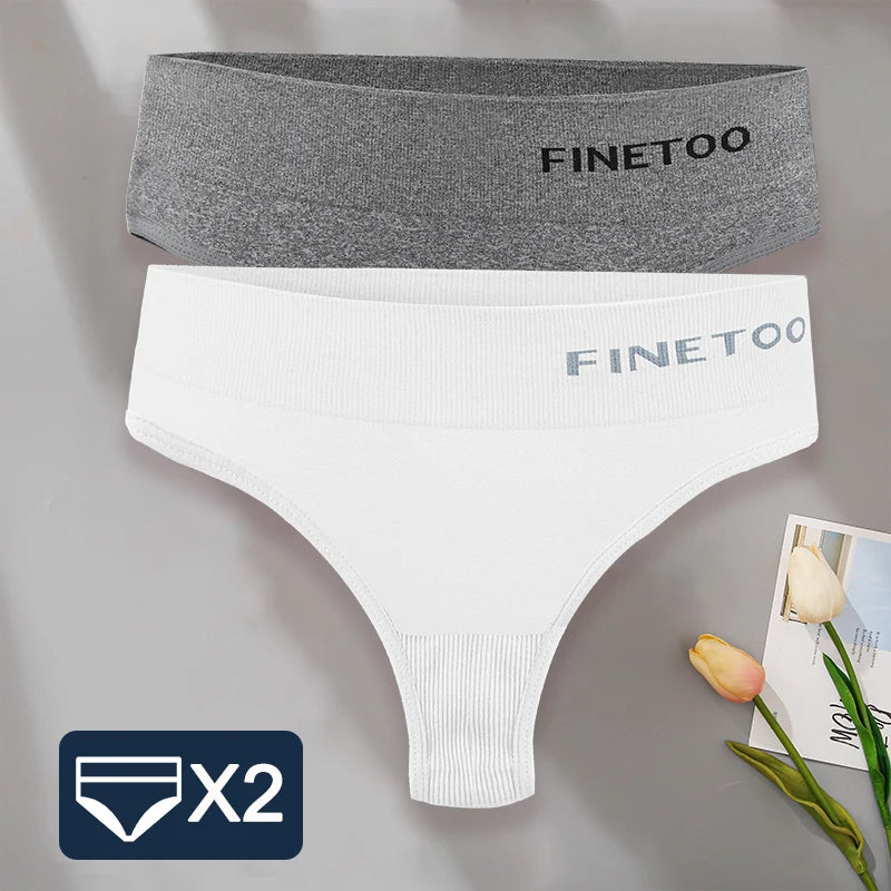 FINETOO 2PCS/Set M-2XL Bodyshaper G-String Panties Women Slim Underwear Female Lingerie Sexy Lady Thongs High Waist Underpants