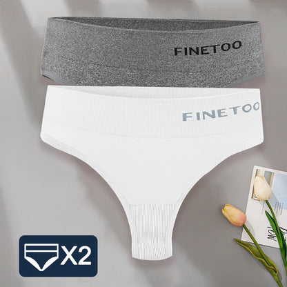 FINETOO 2PCS/Set M-2XL Bodyshaper G-String Panties Women Slim Underwear Female Lingerie Sexy Lady Thongs High Waist Underpants