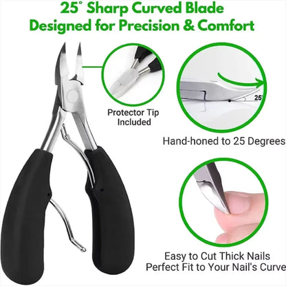 Professional Toe Nail Clippers Cutter Ingrown Toenail Tool Thick Nail Dead Skin Dirt Remover Super Sharp Curved Blade Nail Tools